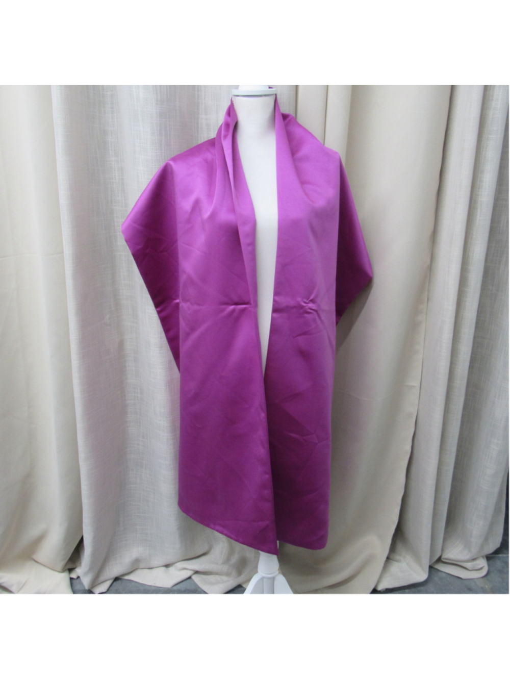 ABS Allen Schwartz Purple Satin Evening Shawl Wrap Scarf 17.5"x88" Formal Prom